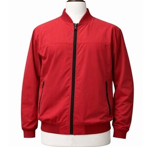 Zara Man Red Bomber Jacket Lightweight Mesh Lined Full Zip Mens XL